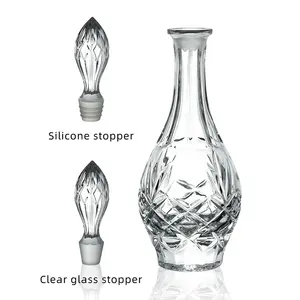 N7 Wave Design Crystal Clear Glass Whiskey Decanter Bottle For Wine Drinking