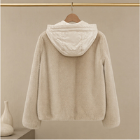 Veste courte en duvet de canard blanc à 90% pour femmes, surface en polaire sherpa, doublure en nylon, chaude et confortable
