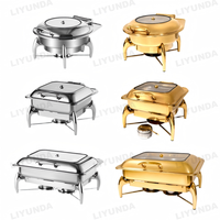 Set Pemanas Makanan Liyunda Round 6L Berbahan Stainless Steel dengan Rak/Tempat Penyimpanan yang Dapat Disesuaikan untuk Acara Katering