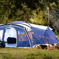 Tente de camping portable, tente de camping en plein air, grande tente de camping en tissu Oxford PVC respirant, deux chambres, pour 3-4 personnes, glamping