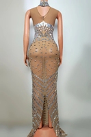 Robe longue de soirée sexy sans manches à sequins et strass, grande taille, pour femme, idéale pour les banquets, les célébrations, le tapis rouge, les bals de promo et les tenues de club