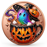 Pièces de monnaie double face 1 oz et 5 oz en cuivre pur 999, à motif fantôme hanté, en relief, colorées UV, effet proof-like, pour décoration macabre et artisanat métallique
