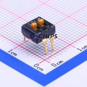 SSGM120100 DIP Switch Through hole Component (THT) Switch Flat Toggle, Raised Type Single Pole Single Throw 2 2.54mm - Product Image 1