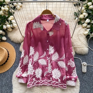 <span class=keywords><strong>Blusas</strong></span> Casuales de Verano para Mujer, Manga Larga, Cuello Polo, Malla Transpirable - Product Image 2