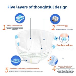 Couches pour adultes transfrontalières en film PE, tailles ML XL, extra-épaisses, haute absorption, protection 3D anti-fuites pour seniors - Product Image 2