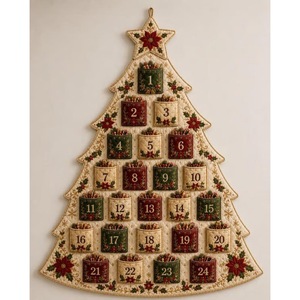 Pafu Cadeaux de Noël DIY <span class=keywords><strong>Calendrier</strong></span> de l'<span class=keywords><strong>Avent</strong></span> en Tissu à 24 Poches, Décoration Murale Matelassée, Kits d'Arbre de Noël - Product Image 5