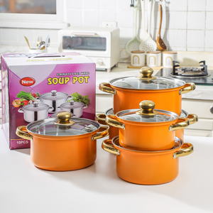 Bộ nồi nấu ăn bằng thép không gỉ lớn 10 cái bán buôn, dùng cho bếp từ, gồm nồi súp và nồi nước dùng - Product Image 2