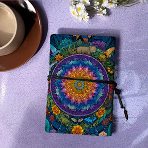 Carnet de notes A6 fait à la main de style vintage 80 feuilles pour les professionnels avec <span class=keywords><strong>Mandala</strong></span> <span class=keywords><strong>chat</strong></span> oiseaux papillons Flowe - Product Image 3