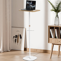 IKATAK Chariot d'ordinateur réglable en métal, support pour ordinateur portable, bureau mobile sur pied, noir/argent