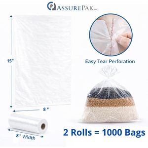 ถุงพลาสติก LDPE AssurePak ขนาด 8x15 นิ้ว หนา 1.0 มิล ใส เกรดสำหรับอาหาร ปิดผนึกสามด้าน สำหรับบรรจุผลไม้ ของชำ และอาหารปรุงสุก - Product Image 4