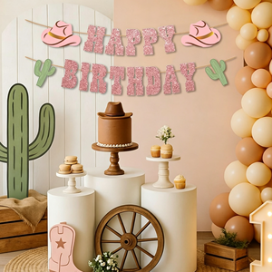 Guirnalda de Letras de Papel con Diseño de Vaquero del Oeste para Feliz Cumpleaños, 17 Piezas, Decoración para Fiestas de Niños y Niñas, Guirnalda Brillante al por Mayor - Product Image 3