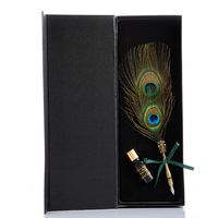 Stylo à plume de paon personnalisé, ensemble de calligraphie, logo personnalisé, cadeau vintage pour anniversaire