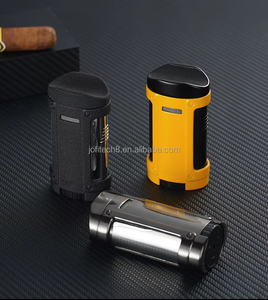 JOFI Custom Logo Best Seller Refillable 4 Jets Flame Cigar Lighter with Gift Box Cigar Holder & Cigarette Use - Product Image 4