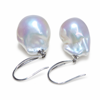 Boucles d'oreilles pendantes en perles d'eau douce baroques 12-14 mm colorées en argent sterling 925 pour femmes