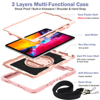 Étui robuste en silicone PC à rotation 360° avec dragonne et bandoulière pour tablette iPad Air 11 M2 M3 M4 2024 2025 2026