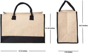 Offre spéciale, grande capacité, sac à bandoulière en jute à fermeture éclair pour femmes, sac fourre-tout avec logo imprimé personnalisé - Product Image 3