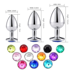 Xs/S/M/L/<span class=keywords><strong>XL</strong></span> Kích thước 14 màu sắc kim loại hậu môn cắm với Rhinestones cho massage hậu môn dành cho người lớn SM trò chơi - Product Image 3