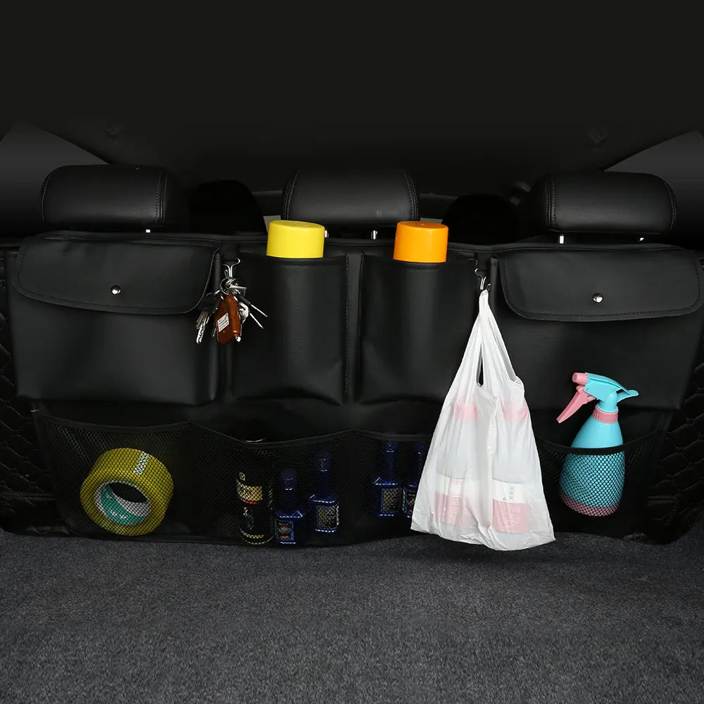 Factory Personalized SUV 8 Pockets Hanging Back Seat Storage Organizer Car Trunk Storage Bag Hanging Folding Car Boot