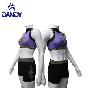 ชุดเชียร์ลีดเดอร์ประดับเพชรพลอยพร้อมโลโก้ทีมที่ออกแบบเองได้ คุณภาพสูง เสื้อครอปท็อป ชุดเชียร์ - Product Image 1