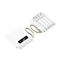 Mini batterie externe en plastique en gros, certification 3C, 20 000 mAh, batterie au lithium polymère portable avec câble intégré, logo personnalisable