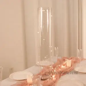 Boule de fleur en cristal clair centres de table de mariage grands vases cylindriques en acrylique vase central de table de mariage pour la décoration de mariage