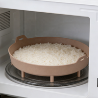 Panier vapeur en silicone de qualité alimentaire |   Poignées doubles résistantes à la chaleur, aérations vapeur, pieds de support surélevés |   Compatible avec le micro-ondes