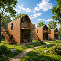 Maison préfabriquée en acier léger à toit en A, style cabane scandinave avec extérieur en bois naturel pour maison de vacances et projet de retraite en montagne