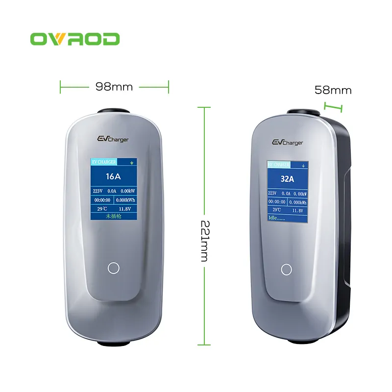 Ovrod電気自動車充電ステーション3フェーズ32aEv充電器高速ウォールボックス22kwType2ポータブル充電ステーション