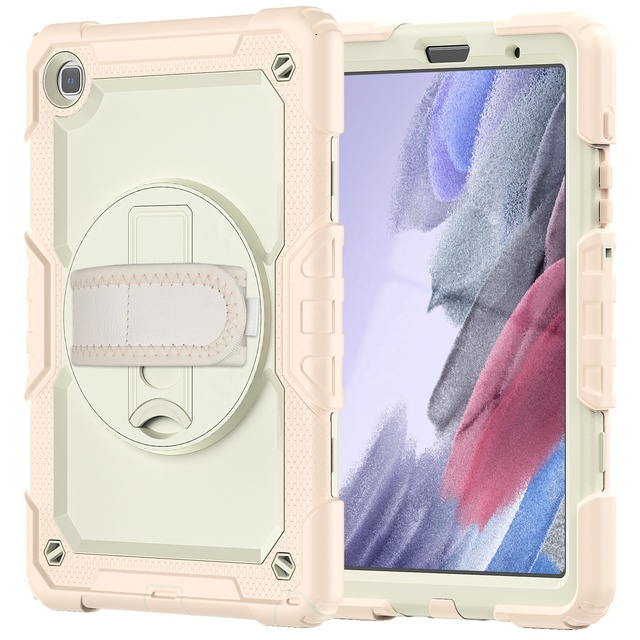 360 Rotating Bracket Hand Shoulder Strap Cover Case for Samsung Tab A7 Lite 8.7 Inch 2021 T220 T225 PC Silicone Stand Cover
