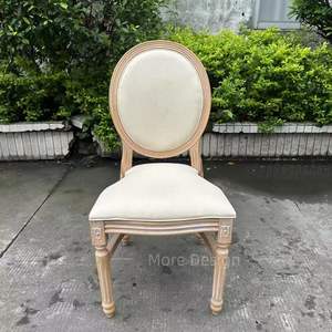 Chaise de <span class=keywords><strong>salle</strong></span> à manger ronde en bois massif roi Louis XV bistro pour événements style français ferme antique en bois rond en rotin - Product Image 1