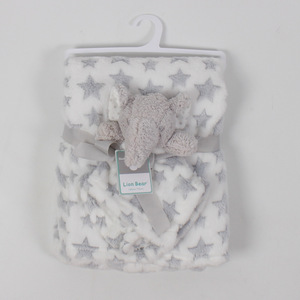 ชุดเครื่องนอนสำหรับเด็กทารกสำหรับฤดูหนาว ผ้าห่มนุ่มแบบฟลานเนล พร้อมของเล่นผ้าขนหนูแบบสวมใส่ได้ ผลิตด้วยเทคนิคการทอ - Product Image 1