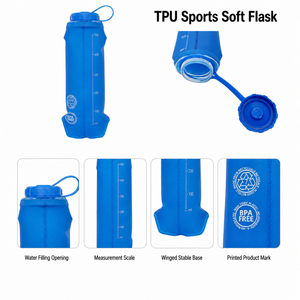 Poche à eau souple LUPU personnalisée en TPU, bouteille d'hydratation pliable 200 ml, anti-fuite pour la course à pied, la randonnée et le cyclisme - Product Image 3