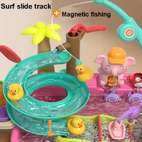 Küchen spüle Angels piel Rutsche Wasser tisch Spielzeug Rollenspiel Handbuch Wasserhahn Geschirrs püler Magnet fischen Rutsche Bahn Wasserspiel Set