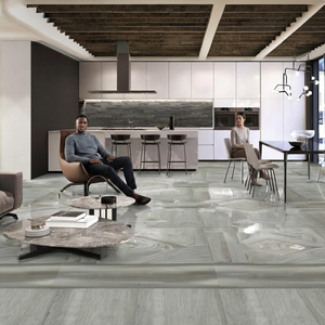 Livon Gray 600x1200mm <b>Book</b> Match Series Polished Glazed Vitrified Tiles Firebrick for Hall Wall Floor Flooring Glossy Surface - Product Image 1