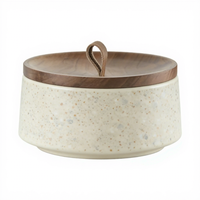 Ensemble d'accessoires de salle de bain de luxe 4 pièces en terrazzo, plateau en bambou, distributeur de savon en résine blanc crème, porte-brosse à dents, moderne et écologique
