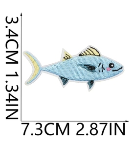 Balık hayvan kaplumbağa nakış karikatür deniz yaratık çıkartmalar yengeç karides denizyıldızı kumaş yama demir giysi DIY dekoratif - Product Image 6