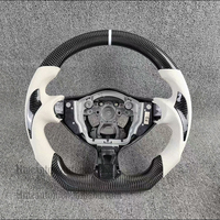 Volant sport en fibre de carbone noire et cuir perforé blanc, personnalisation acceptée, compatible avec Toyota GR 86 Subaru BRZ