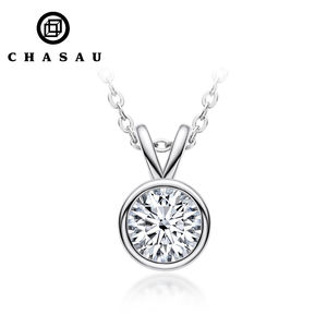 Schnelle Lieferung: 14k Goldplattierte S925 Silberfassung mit 1 Karat oder 2 Karat Zirkonia für Damen – Solitär-Rundhalskette - Product Image 2