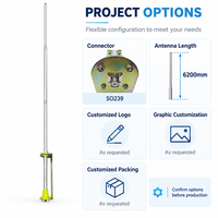 Antenne omnidirectionnelle de station de base CB 27 MHz avec corps en alliage d'aluminium de 6,2 m, connecteur SO239 et puissance d'entrée de 100 W