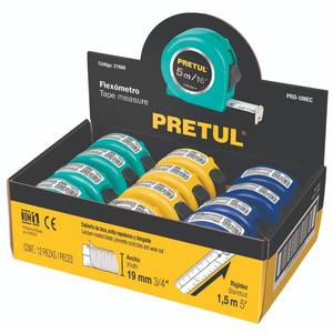 PRO-55MEC Flex √≥ mètres 5.5m ruban à mesurer 19mm boîte d'affichage avec 12 pièces étiquette de prix ruban à mesurer haute visibilité - Product Image 1