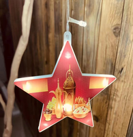 Guirlande lumineuse en forme de gouttelettes pour fenêtre, décoration de fête de l'Aïd al-Fitr, motif étoile et lune, thème islamique