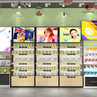 Étagère de présentation de luxe entièrement métallique pour les magasins de détail de marques cosmétiques, boîte lumineuse publicitaire, cadre métallique thermolaqué, étagère réglable