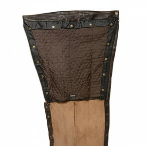 Chaps de moto rétro en cuir marron pour homme 2025 ML1191RT, doublure thermique, 4 poches, qualité supérieure, pour course automobile - Product Image 1