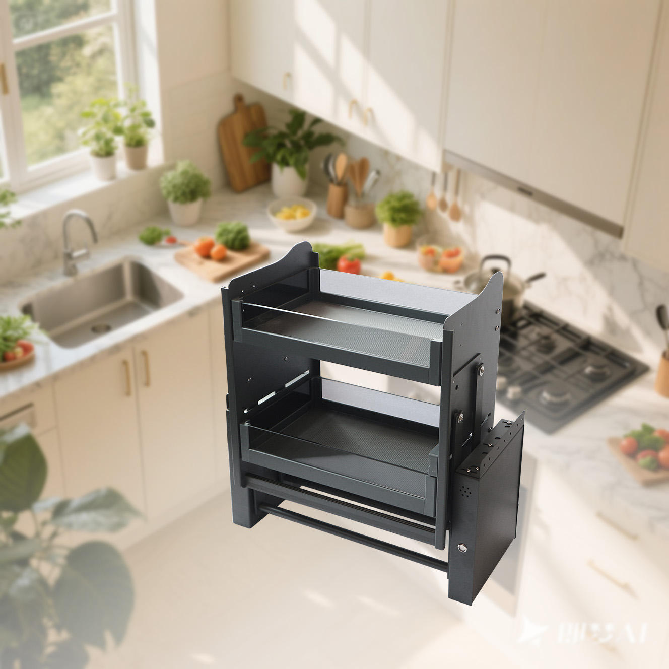 Gabinetes de cocina negros de lujo | Gabinetes de cocina negros modernos, image size:1328x1328