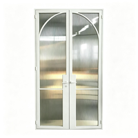 Portes d'entrée doubles Zonle modernes en acier et verre, arquées, extérieures/intérieures, en fer forgé, surface finie, à pousser et à tirer, pour villa