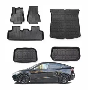 Litchi grain/rice grain Full Set 3D Car Mats For Tesla Model X 6 Seat Floor Mat Customized Car Carpet Trunk Mat