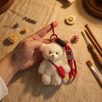 Mini porte-clés en peluche ours en peluche Kawaii, pendentif animal doux et moelleux pour sac, sac à main, sac à dos, porte-clés