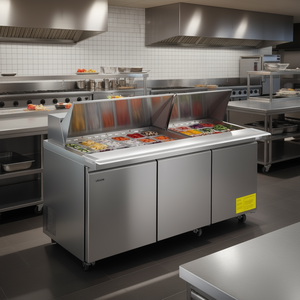 Réfrigérateur commercial Vevor de 72 pouces, 18,7 pieds cubes, Mega Top, réfrigérateur de préparation de salades, trois portes, acier inoxydable - Product Image 2