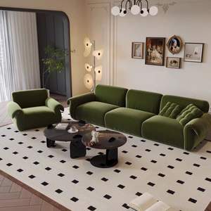 Canapé Octopus Rétro Français, Ligne Droite, Rembourré, Remplissage en Mousse, pour Salon, Style Crème, Design Vintage - Product Image 2