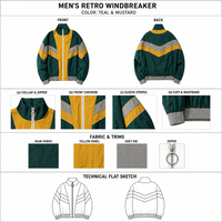 Veste coupe-vent légère pour homme, fermeture éclair, sans capuche, couleur contrastée, polyester, style rétro urbain, usage quotidien